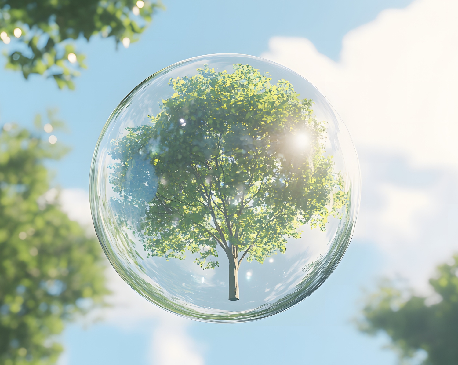Glass Earth Globe Forest Fresh Clear River Water Forest Crystal Sphere Sunny Spring (1)